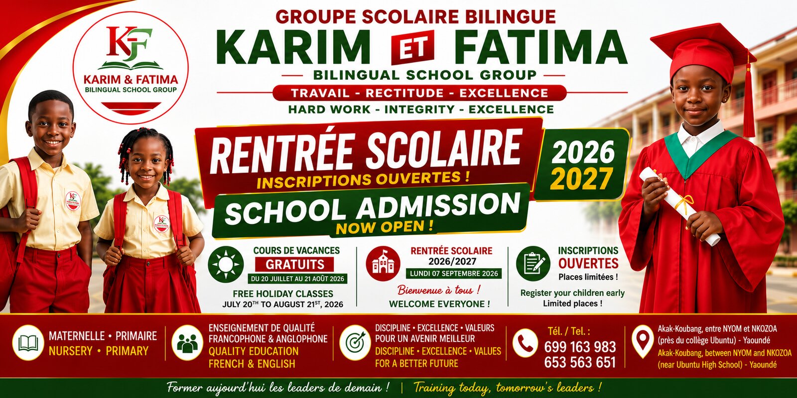 Affiche de la rentrée scolaire 2026-2027, inscriptions ouvertes